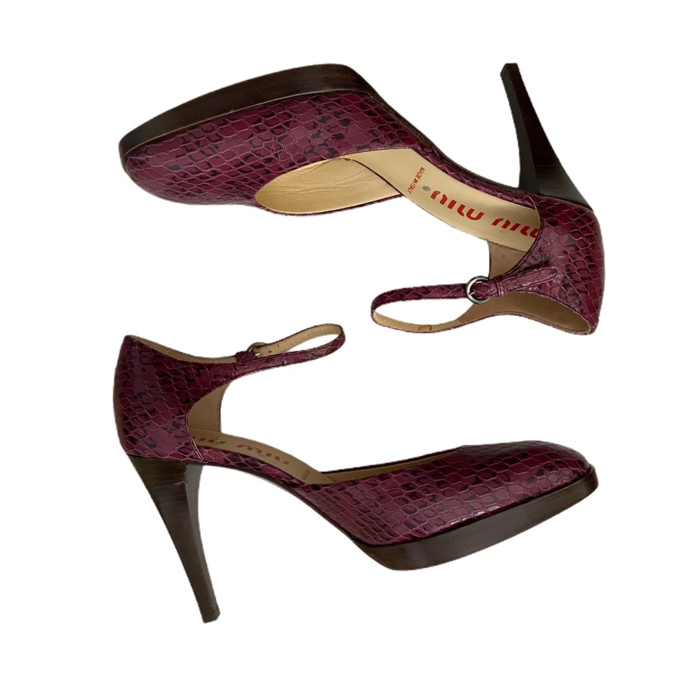 MIU MIU Python Platform Sandals - Picture 7 of 12